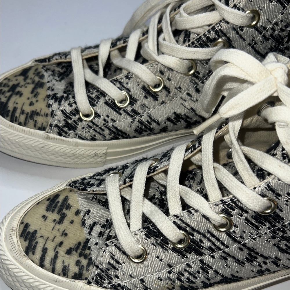 New Converse Black and Cream Textured High-Tops - Picture 7 of 10